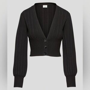 Aritzia Wilfred Black Plunge Front Cardigan Small